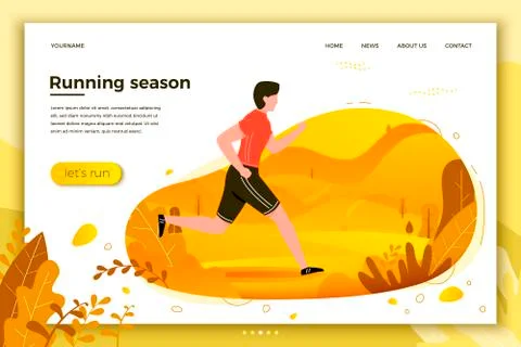 Vector illustration -  man running in park. Forest, trees Ilustración de archivo