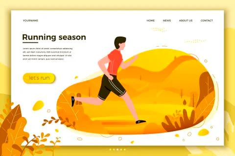 Vector illustration -  man running in park. Forest, trees Ilustración de archivo