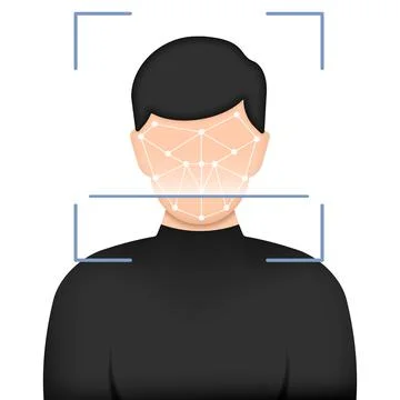 Vector illustration of a man s face being scanned with biometric facial 스톡 일러스트