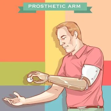 Vector illustration of a Man using His Prosthetic Arm Stock Illustration