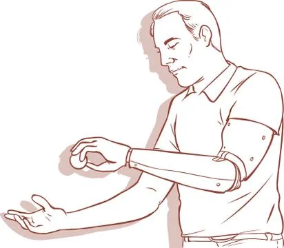 Vector illustration of a Man using His Prosthetic Arm Illustrazione stock