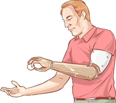 Vector illustration of a Man using His Prosthetic Arm Stock Illustration