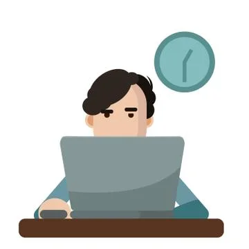 Vector illustration of a man using a laptop Stock Illustration