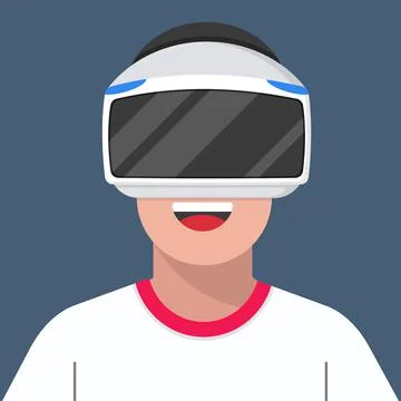 Vector illustration of man using VR head mounted display (HMD) Ilustración de archivo