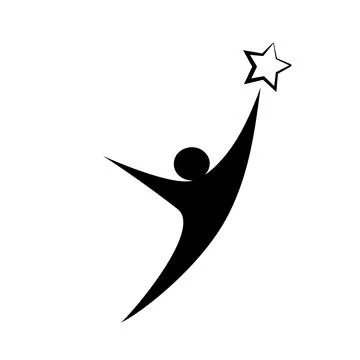 Vector illustration  of man who try to reach the star. can be used as logo of Illustrazione stock