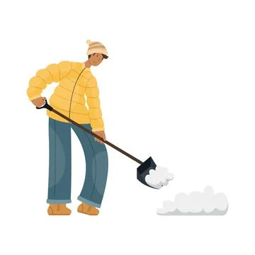 Vector illustration of a man in winter clothes cleaning snow on the street. 스톡 일러스트