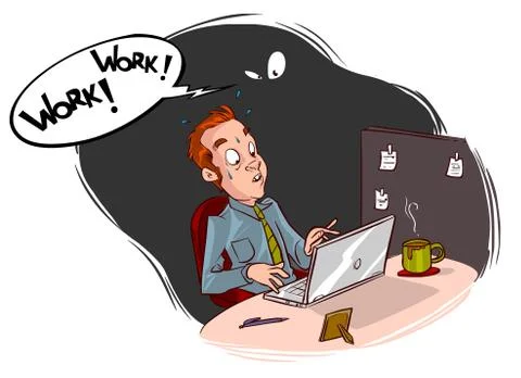 Vector illustration of a man working in the office Stock Illustration