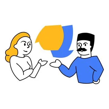 Vector illustration. Managers, employees having business communication and Stock Illustration