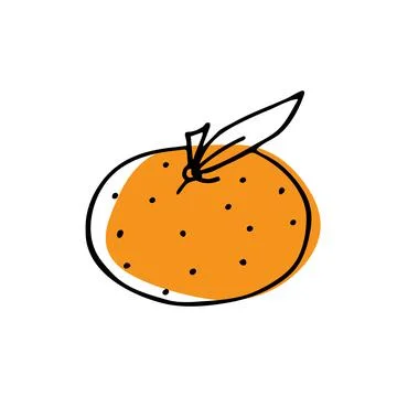 Vector illustration of mandarin with leaf in doodle style Stock Illustration