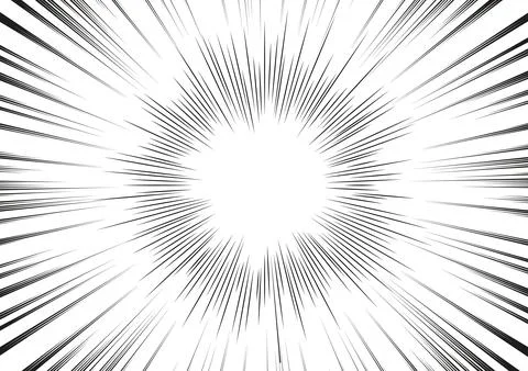 Vector illustration of manga effect in black and white. Radial light burst Illustrazione stock