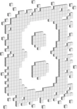 Vector Illustration with many 3d random cubes shaped eight number Stock Illustration