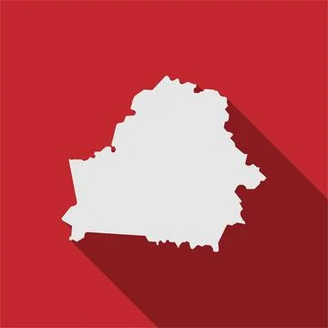 Vector Illustration of the Map of Belarus on red Background with long shadow Stock Illustration