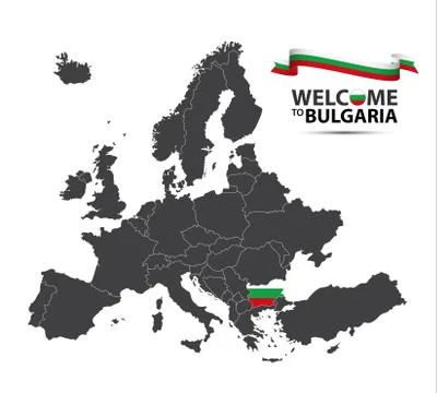 Vector illustration of a map of Europe with the state of Bulgaria Stock Illustration