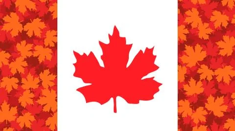 Vector illustration with maple leaf, Canada flag Illustrazione stock