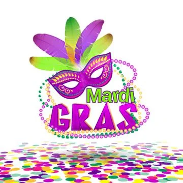 Vector illustration of Mardi Gras or Shrove Tuesday lettering label on white Stock-Illustration