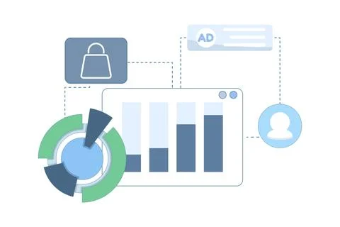 Vector illustration of marketing analytics with data tracking Stock Illustration