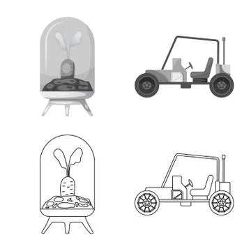 Vector illustration of mars and space symbol. Set of mars and planet stock Stock Illustration