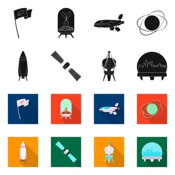 Vector illustration of mars and space logo. Set of mars and planet stock symbol Stock Illustration