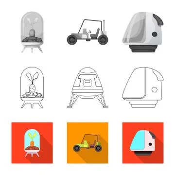 Vector illustration of mars and space logo. Collection of mars and planet stock Stock Illustration