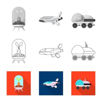 Vector illustration of mars and space symbol. Collection of mars and planet Stock Illustration