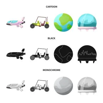Vector illustration of mars and space symbol. Set of mars and planet stock Stock Illustration