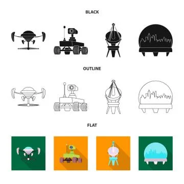 Vector illustration of mars and space sign. Set of mars and planet vector icon Stock Illustration