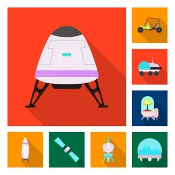 Vector illustration of mars and space icon. Set of mars and planet stock vector Stock Illustration