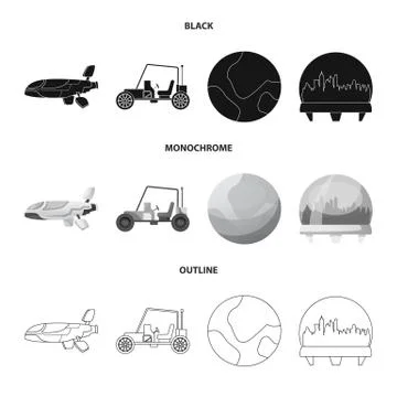 Vector illustration of mars and space symbol. Set of mars and planet stock Stock Illustration