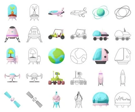 Vector illustration of mars and space icon. Set of mars and planet vector icon Stock Illustration