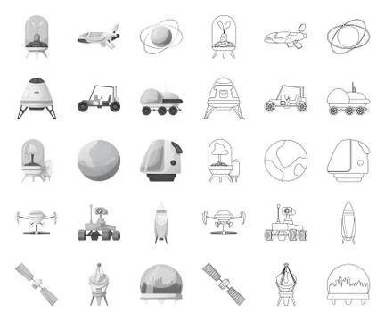 Vector illustration of mars and space icon. Set of mars and planet vector icon Stock Illustration