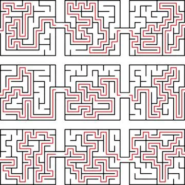 Vector illustration of maze way, solution, puzzle, Stock Illustration