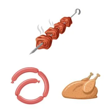Vector illustration of meat and ham logo. Collection of meat and cooking stock Illustrazione stock