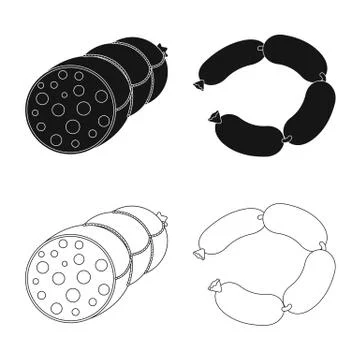 Vector illustration of meat and ham sign. Set of meat and cooking vector icon Stock Illustration