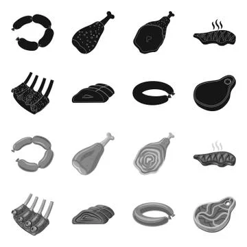 Vector illustration of meat and ham icon. Collection of meat and cooking vector Stock Illustration