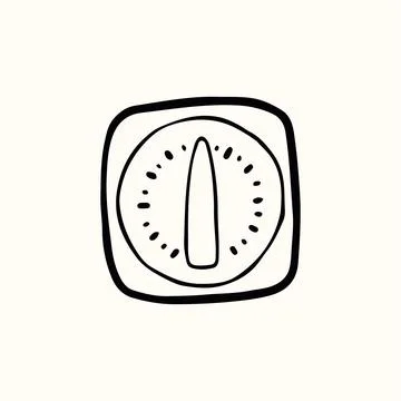 Vector illustration of a mechanical kitchen timer with a round dial and simple Stock Illustration