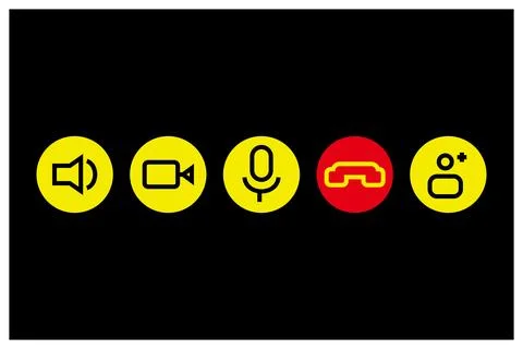 Vector illustration of media player buttons on a black background. Flat design. Stock Illustration