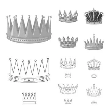 Vector illustration of medieval and nobility sign. Set of medieval and monarchy Stock Illustration