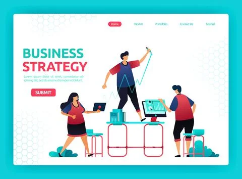 Vector illustration of meetings to plan the direction of future development o Stock Illustration