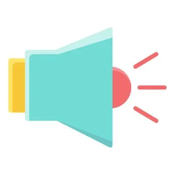 A vector illustration of a megaphone icon with red sound waves conveying anno Stock Illustration