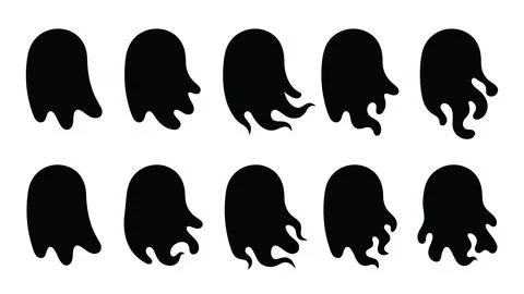 Vector illustration of melting ghost silhouettes for spooky designs. Stock Illustration