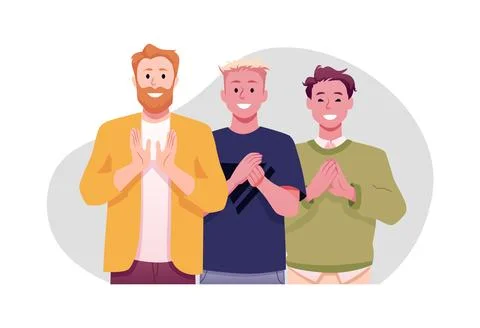 Vector illustration of men, different ages and races clapping their hands. Illustrazione stock
