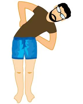 Vector illustration men doing exercise slopping.Matutinal limbering-up Stock Illustration