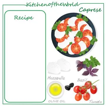 Vector illustration of menu delicious caprese salad with ripe tomatoes and mo Stock Illustration