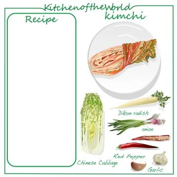 Vector illustration of menu. Recipe blank. Kimchi, traditional korean food. I Stock Illustration