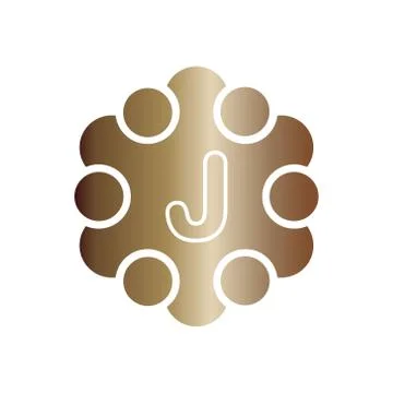 Vector illustration metal dots with circle and initial letter j icon logo mod Stock Illustration