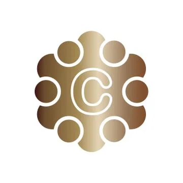 Vector illustration metal dots with circle and initial letter c icon logo mod Stock Illustration