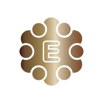 Vector illustration metal dots with circle and initial letter e icon logo mod Stock Illustration