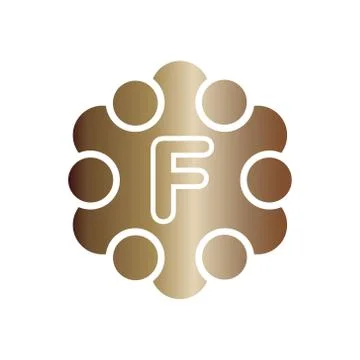 Vector illustration metal dots with circle and initial letter f icon logo mod Stock Illustration
