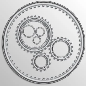 Vector illustration of metallic chrome gear wheels Stock Illustration