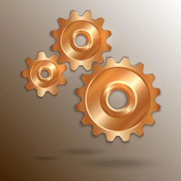 Vector illustration of metallic copper cogwheels Stock Illustration